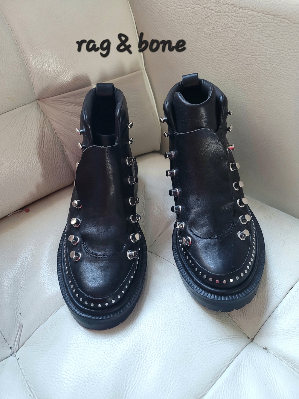 rag & bone women’s Black Studded Leather Boots